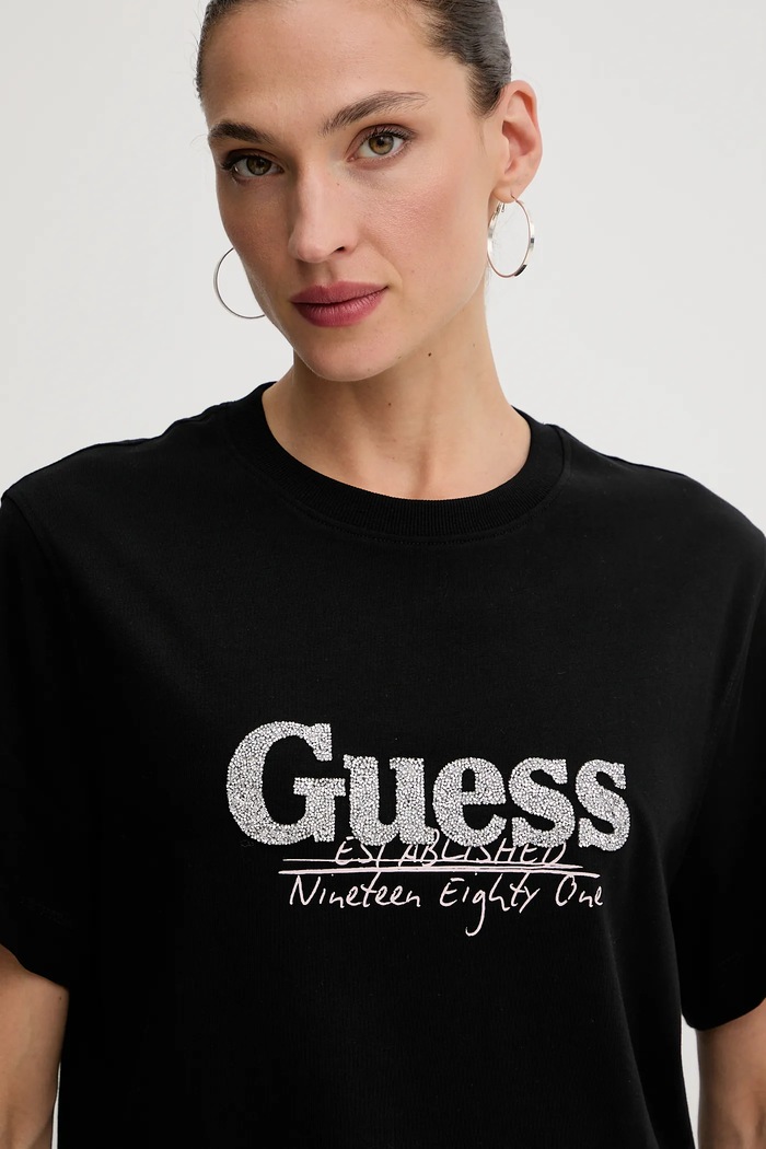 Guess t-shirt bawełniany czarny W5YI07.I3Z14