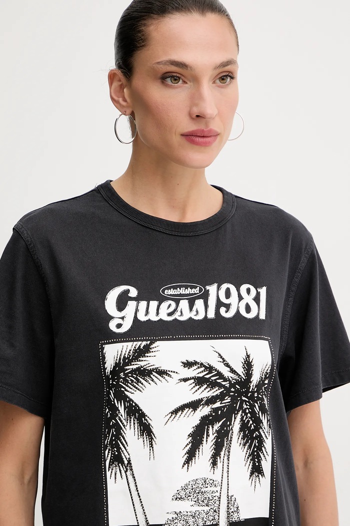 Bavlnené tričko Guess čierna W5YI17.I3Z14
