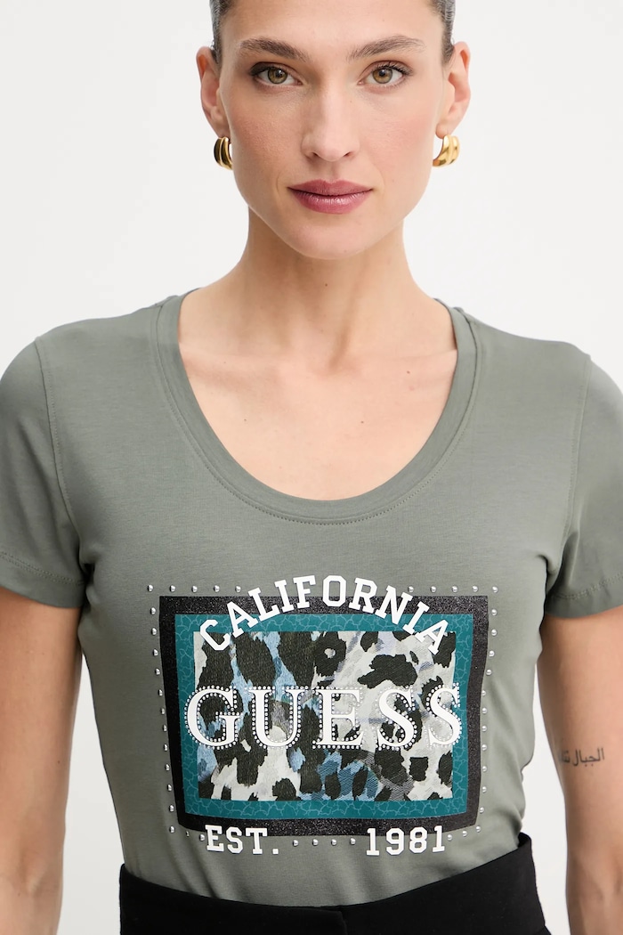 Guess tricou ANIMALIER verde W5YI27.J1314