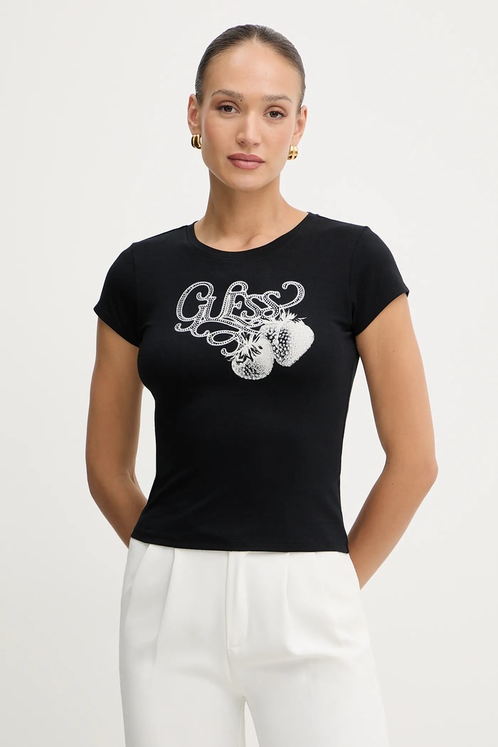 Tričko Guess slim čierna W5YI29.K49A1