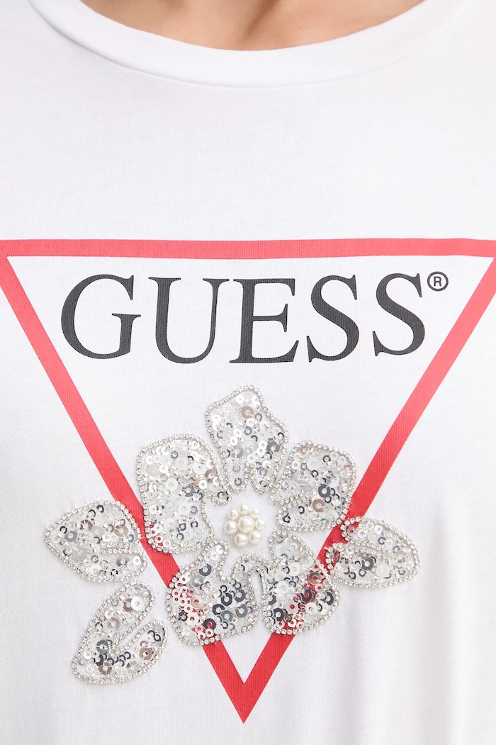 Памучна тениска Guess W5YI38.I3Z14 бял