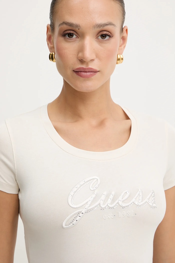 Μπλουζάκι Guess Guess W5YI46.J1314 μπεζ