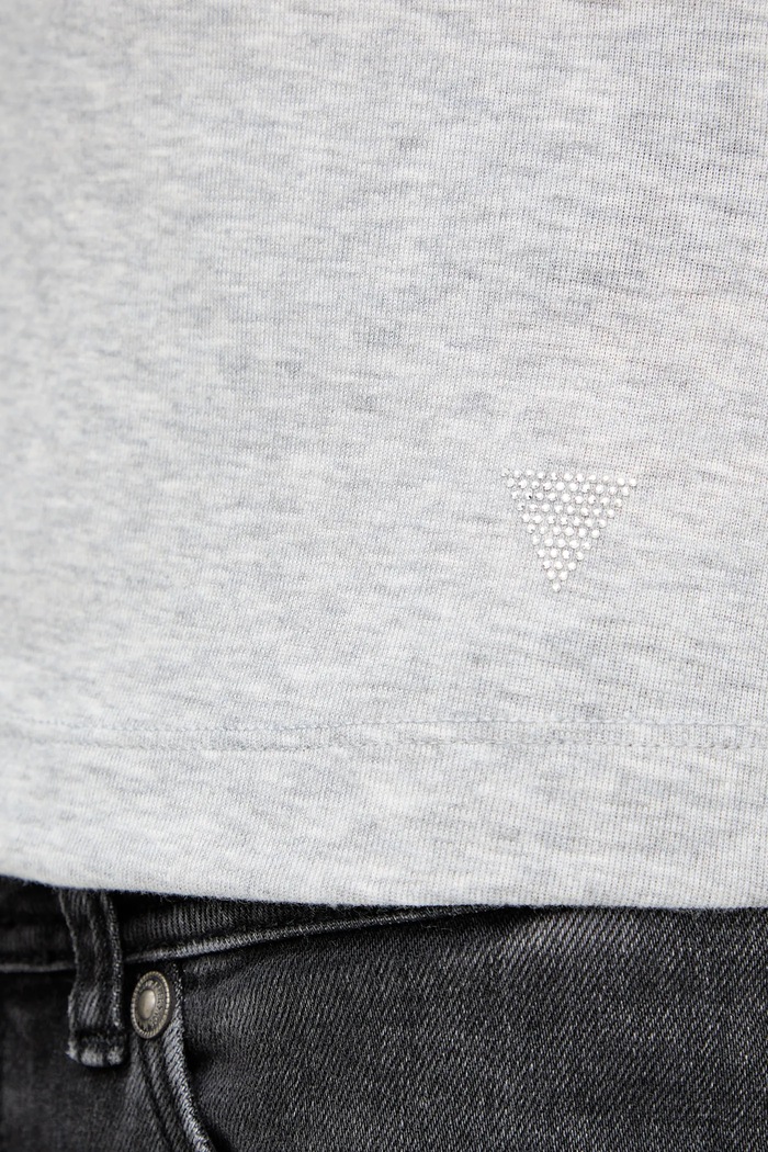 T-shirt από μείγμα μεταξιού Guess TINA W5YP11.KCNH2 γκρί