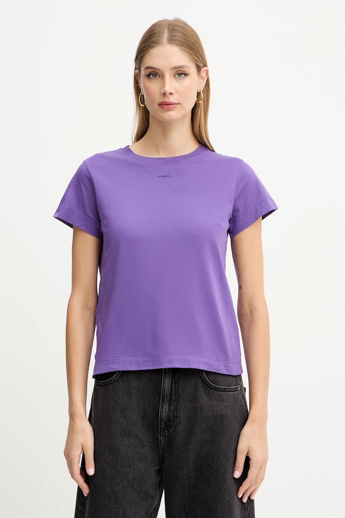 Pinko t-shirt bawełniany bawełna fioletowy 100373.A2RE