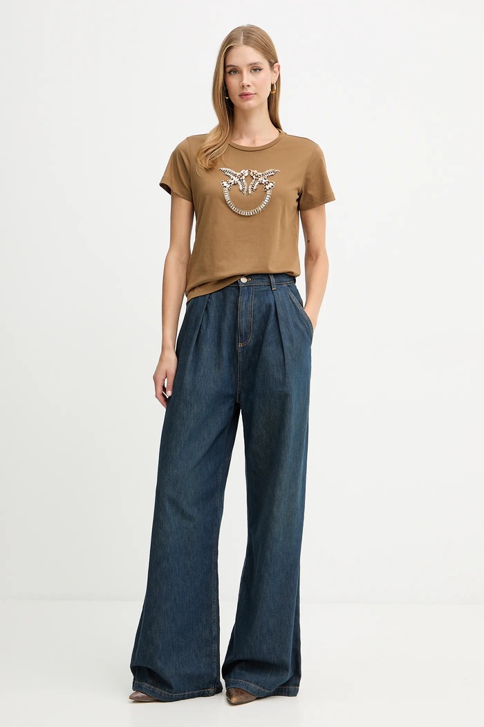 Pinko t-shirt in cotone 100535.A2RN marrone AW25
