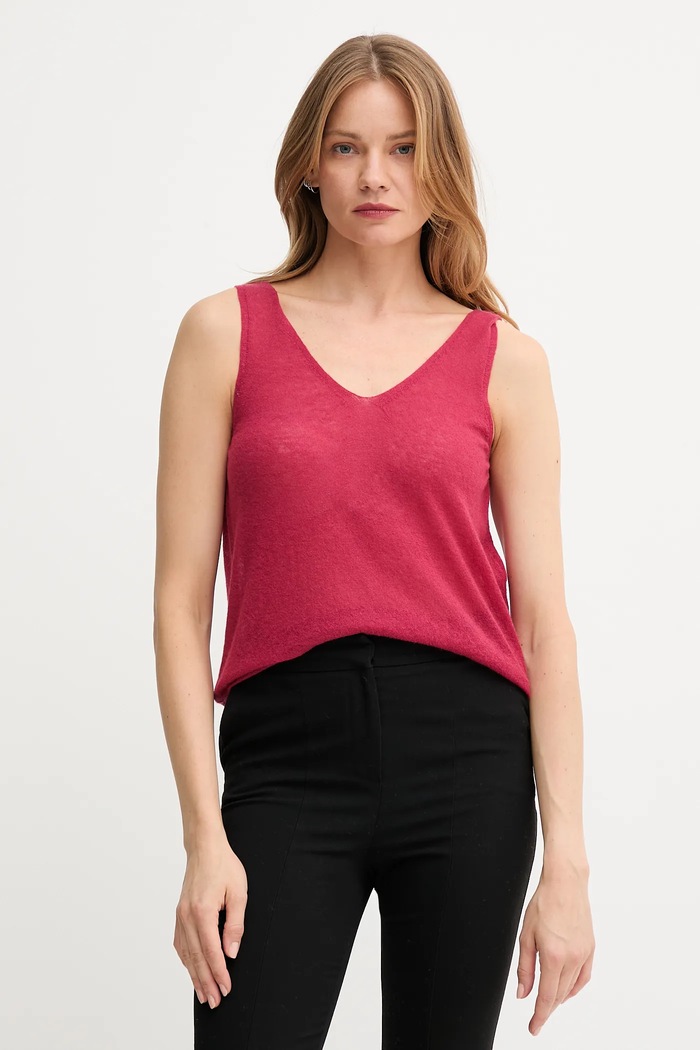 Top s vlnou United Colors of Benetton hladký růžová 109PDH01F