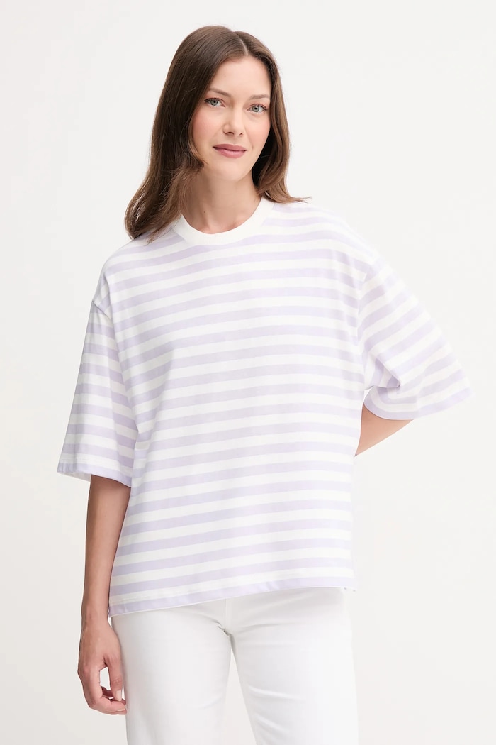 United Colors of Benetton t-shirt bawełniany wzorzyste fioletowy 34N1D10AO