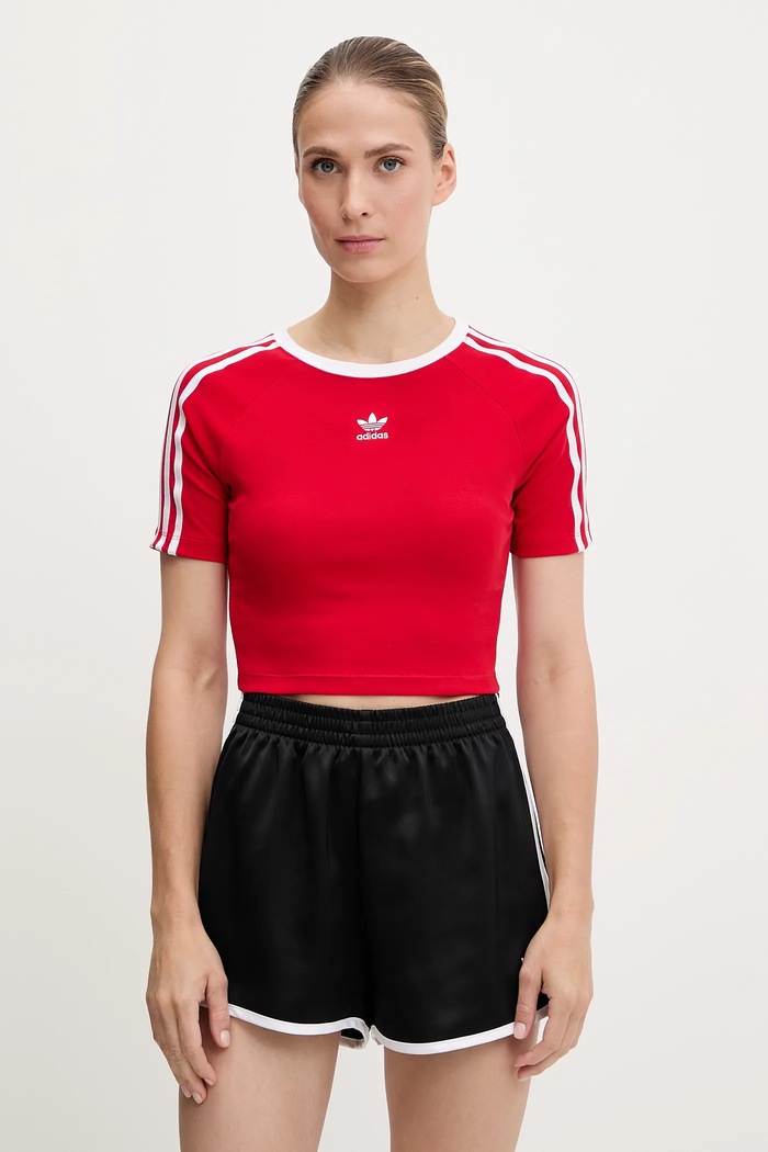 adidas Originals t-shirt dziecięcy 3-Stripes aplikacja czerwony JD0303