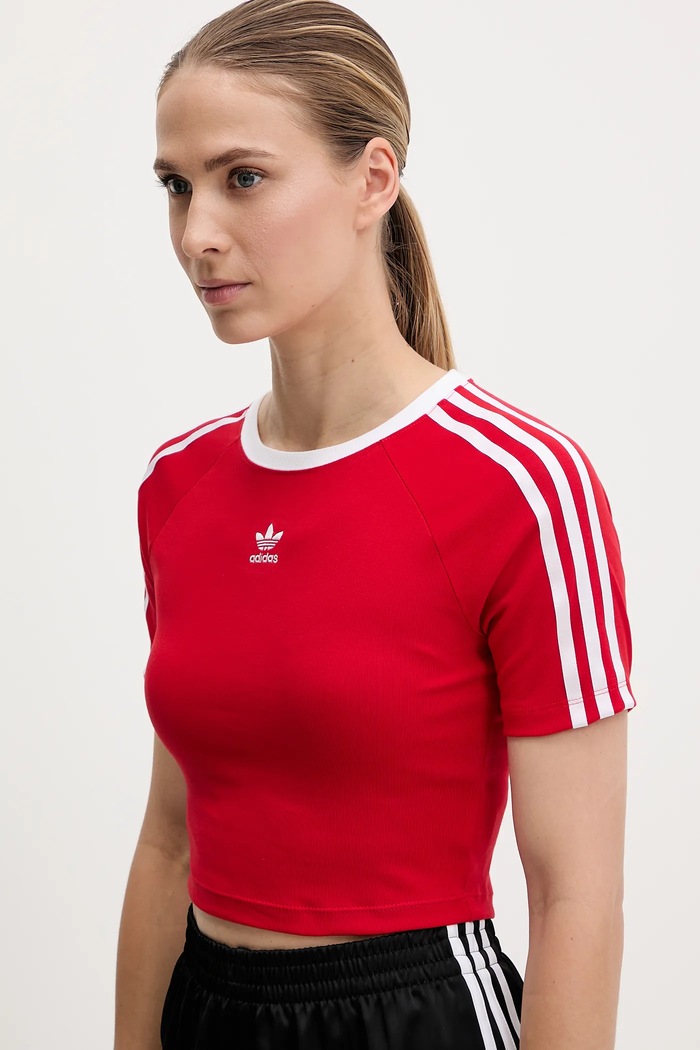 adidas Originals t-shirt dziecięcy 3-Stripes czerwony JD0303