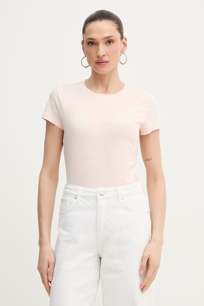 Armani Exchange t-shirt applique rosa XW001458.AF16294