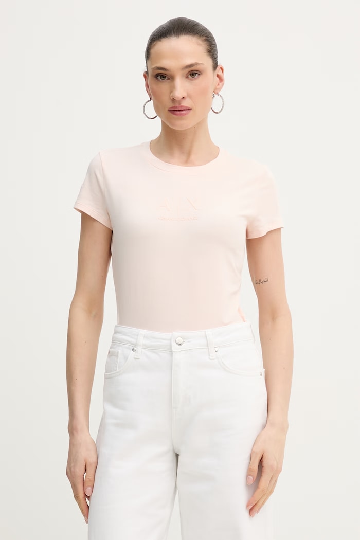 Armani Exchange t-shirt applique rosa XW001458.AF16294