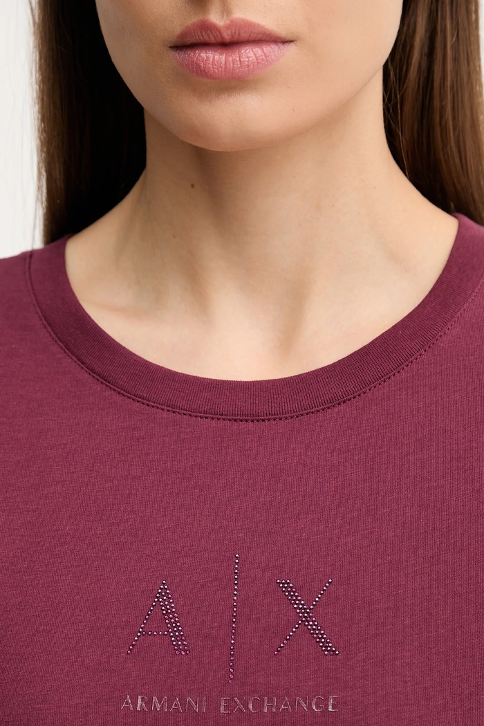Bavlněné tričko Armani Exchange burgundské XW001459.AF10356
