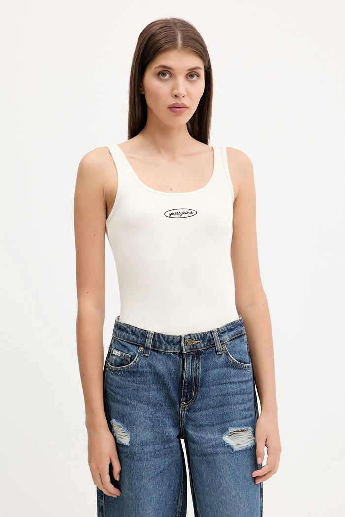 Top Guess Jeans nášivka béžová W5YP35.KA0H1
