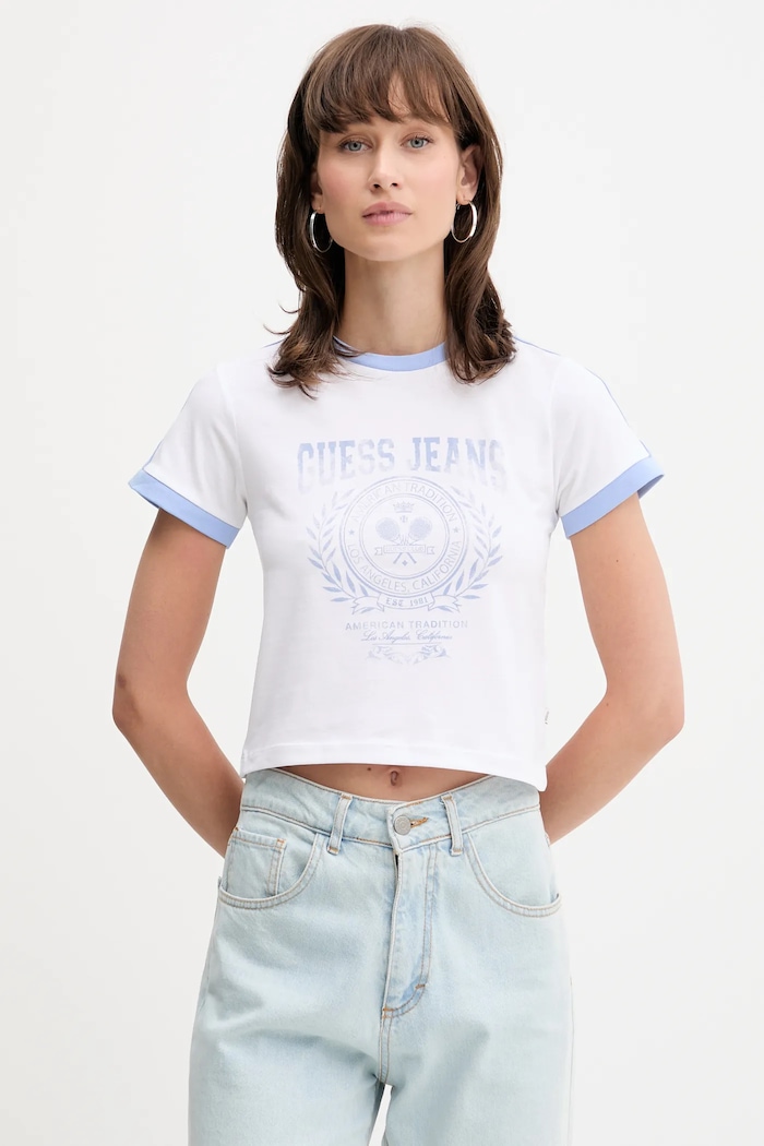 Guess Jeans t-shirt elasztánnal fehér W5YI03.J1314
