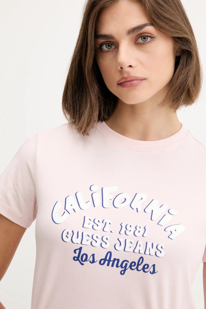 Guess Jeans t-shirt różowy W5YI23.J1314