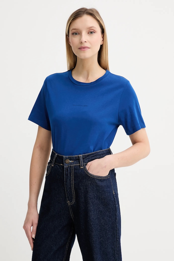 Marc O'Polo tricou din bumbac uni albastru 5000006452
