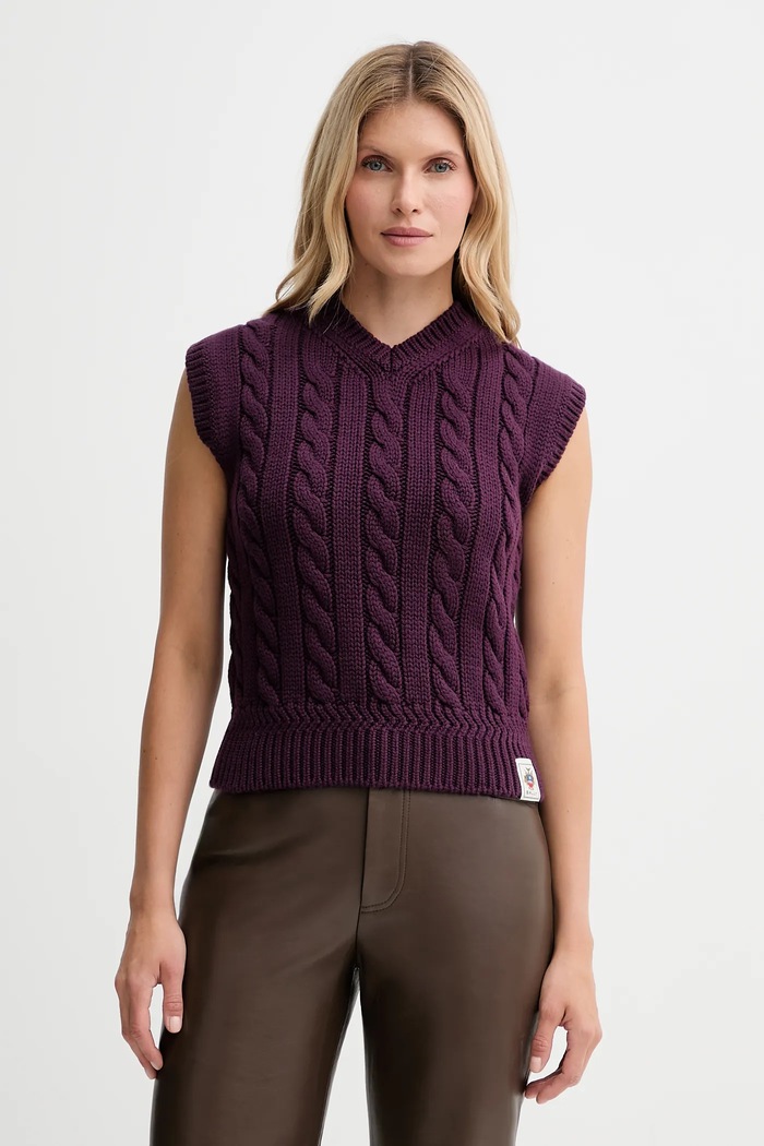 Bally gilè in lana scollo a V violetto WKN0AN