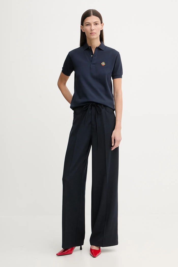 Bavlnené polo tričko Bally WJE04R tmavomodrá AW25