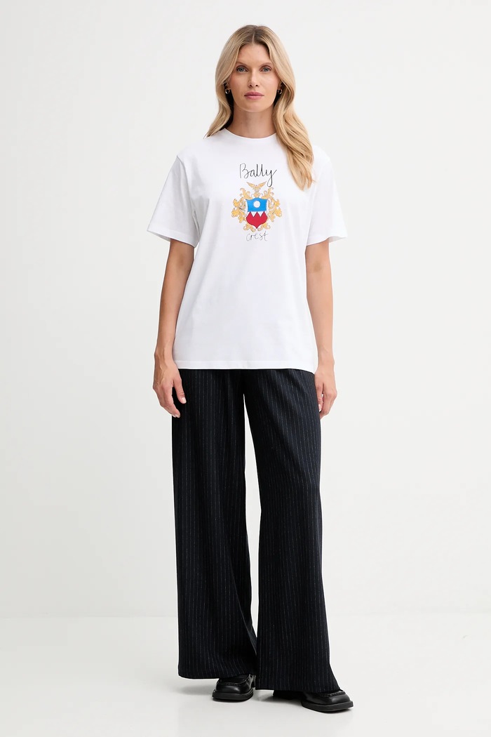 Bavlnené tričko Bally WJE087 biela AW25