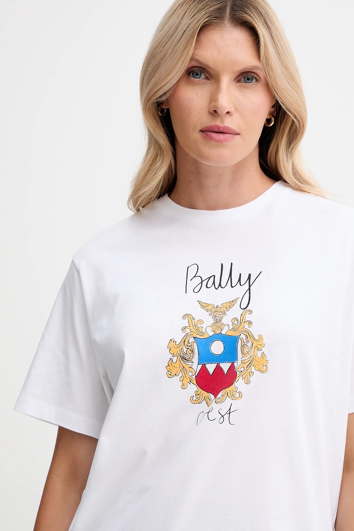 Bavlnené tričko Bally biela WJE087