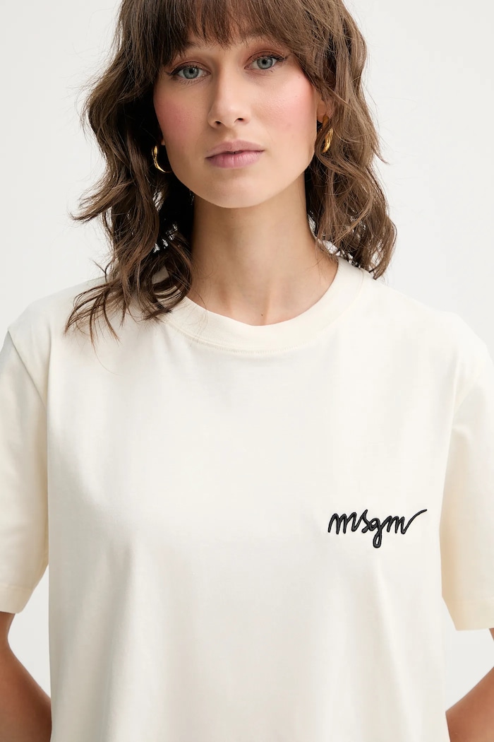 Bavlnené tričko MSGM béžová 2000MDM540.200002