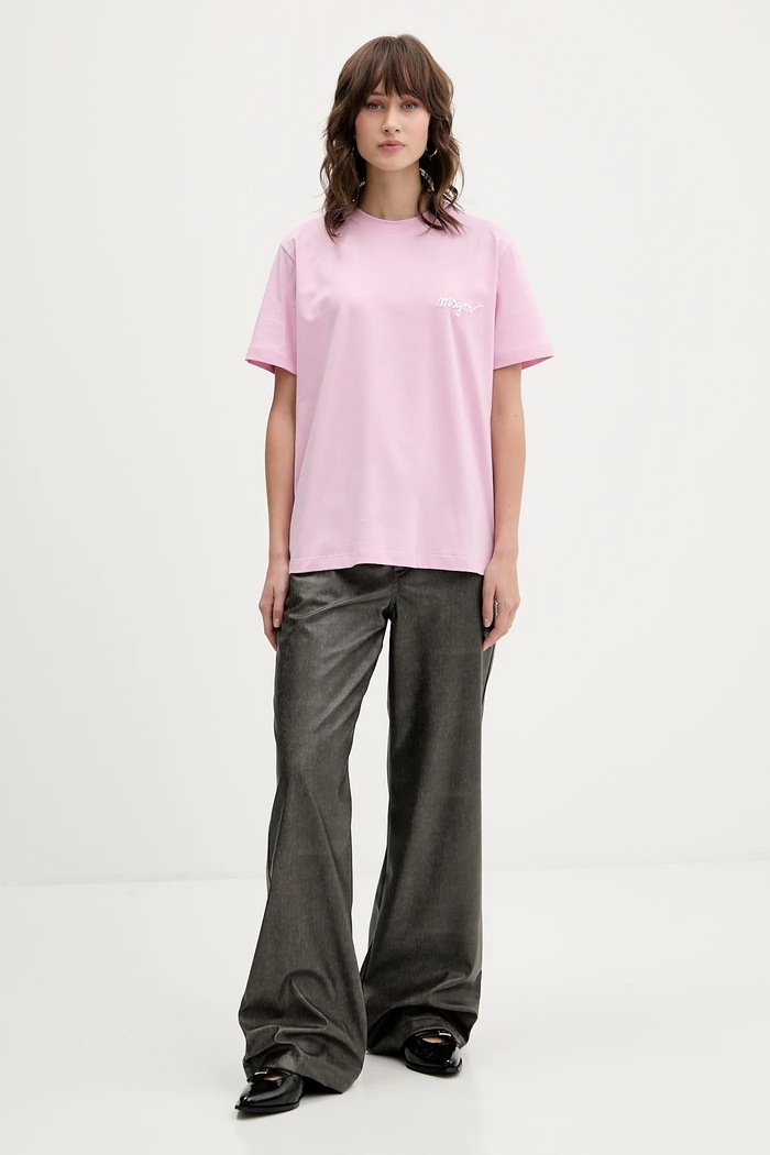 Bavlněné tričko MSGM 3941MDM540.257798 růžová AW25