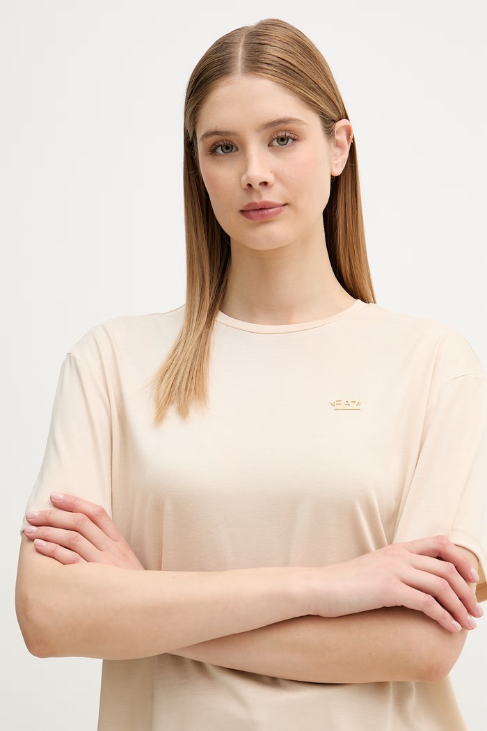 EA7 Emporio Armani tričko dámske s viskózou béžová AF13919.7W000189