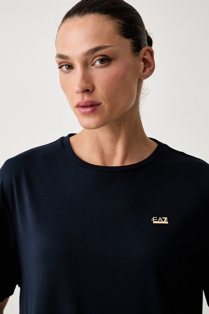 EA7 Emporio Armani T-shirt damski z wiskozą granatowy AF13919.7W000189