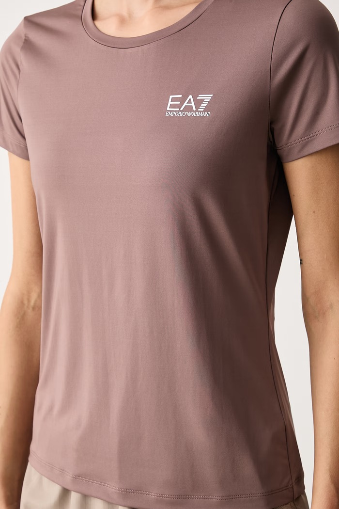 T-shirt treningowy damski EA7 Emporio Armani AF18476.7W000795 brązowy