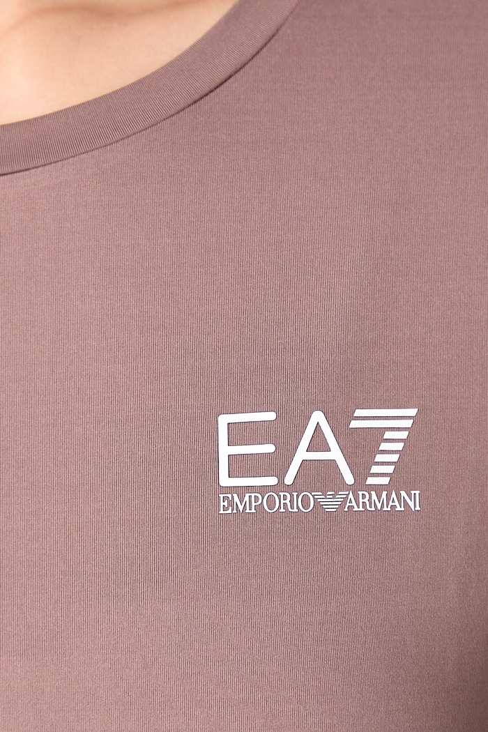 T-shirt treningowy damski EA7 Emporio Armani brązowy AF18476.7W000795