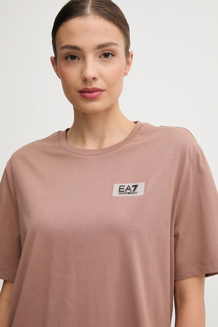 EA7 Emporio Armani t-shirt bawełniany brązowy AF12503.7W000407