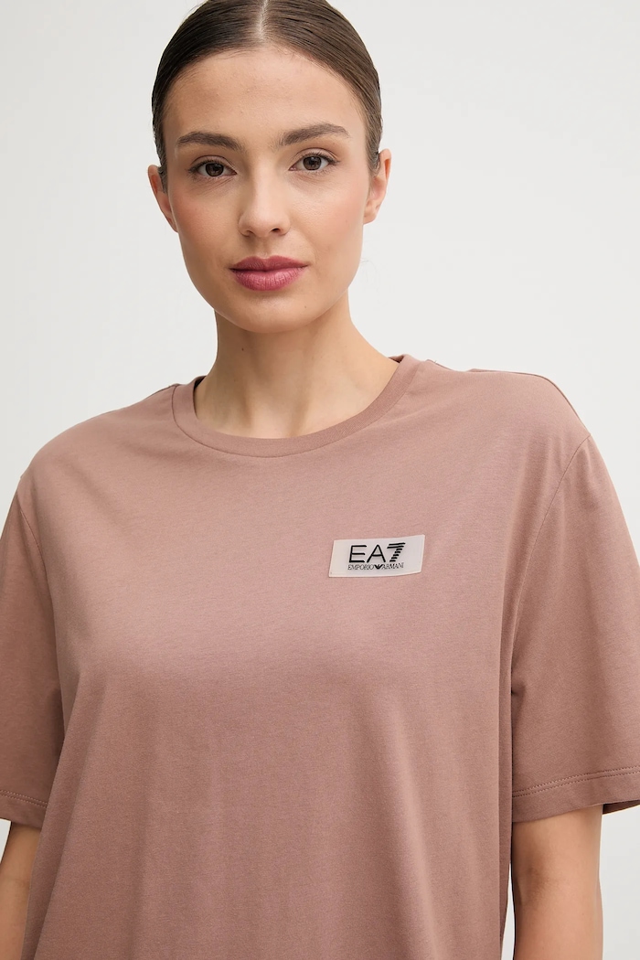 EA7 Emporio Armani t-shirt bawełniany brązowy AF12503.7W000407