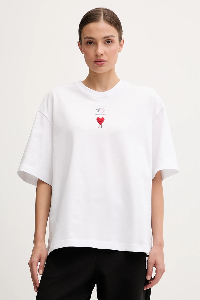 EA7 Emporio Armani t-shirt bawełniany wzorzyste biały AF12957.7X000036