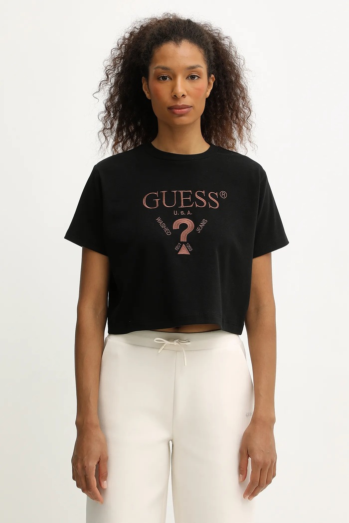 Tričko Guess FABIA s elastanem černá V5BI01.K1891