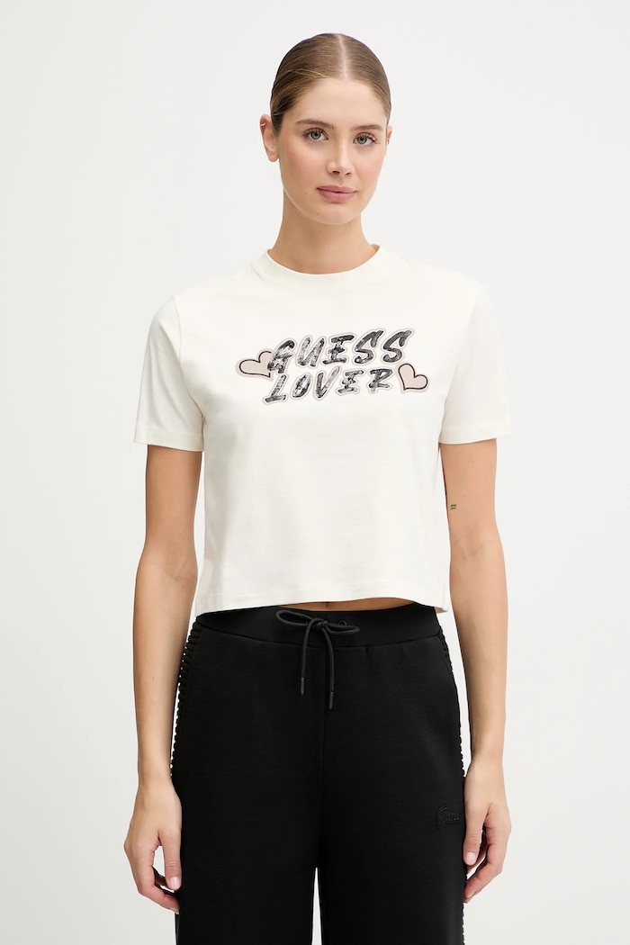 Tričko Guess FOSCA relaxed béžová V5BI06.J1314
