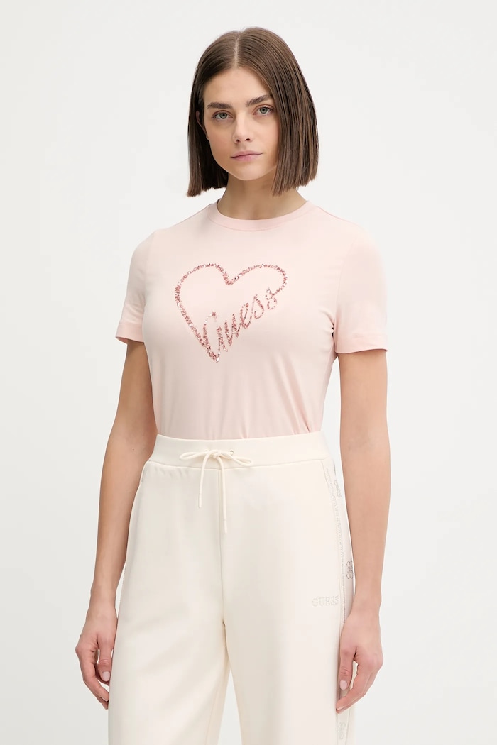 Guess t-shirt LOVE regular pomarańczowy V5BI13.J1314