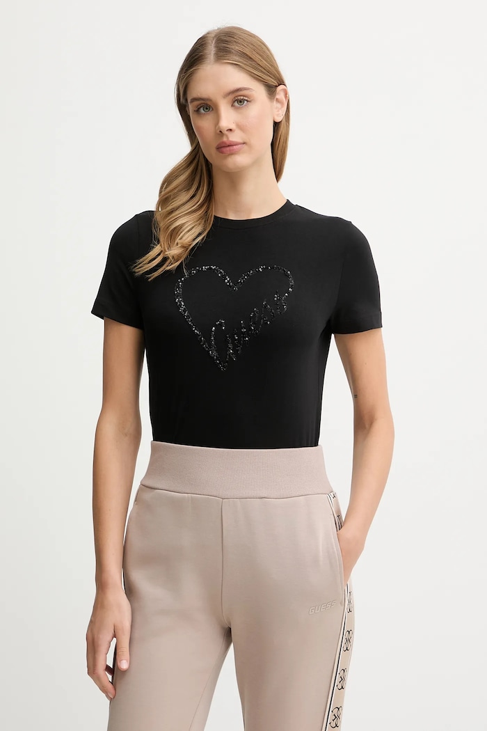 Guess tricou LOVE imprimeu negru V5BI13.J1314