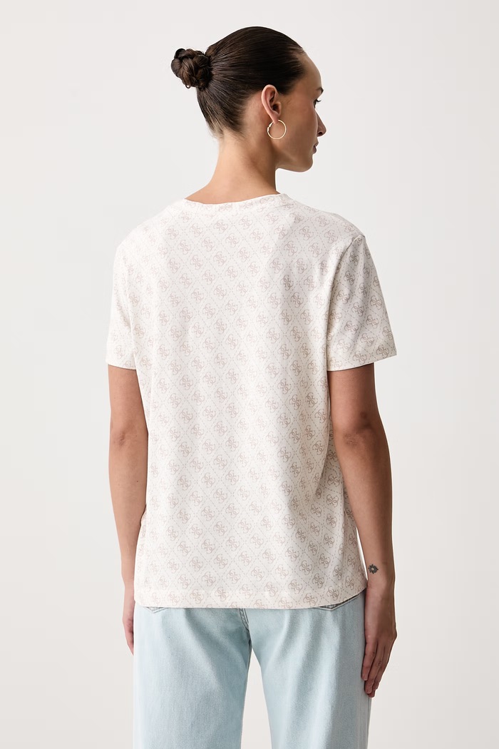 Guess T-shirt damski bawełniany RHOMBUS beżowy V5BI14.I3Z14