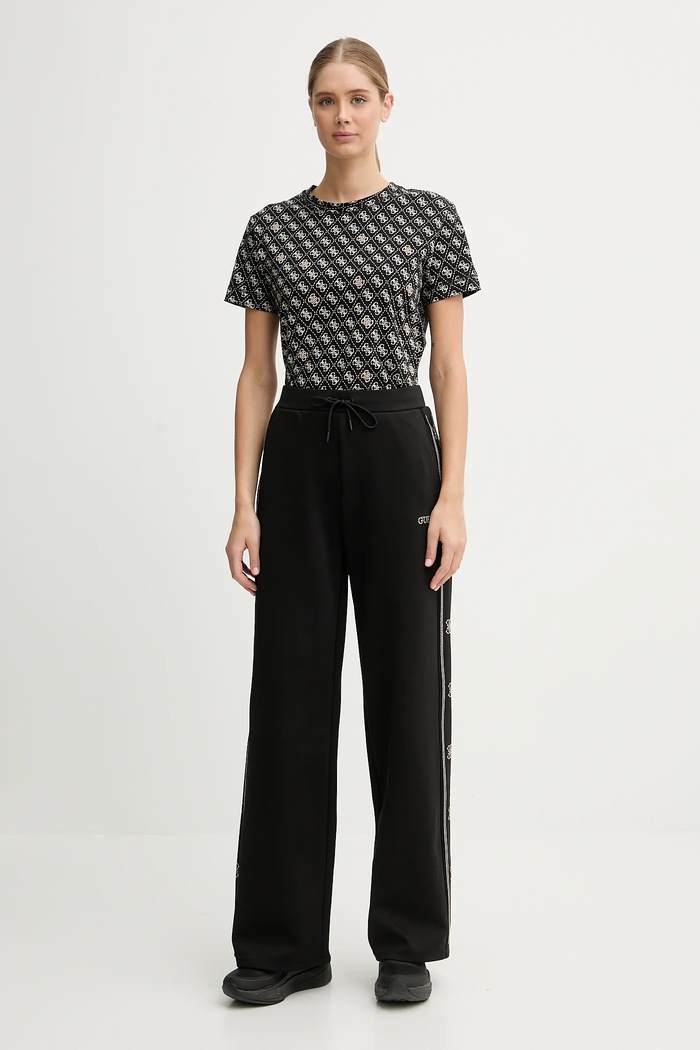 Guess T-shirt damski bawełniany RHOMBUS V5BI14.I3Z14 czarny AW25