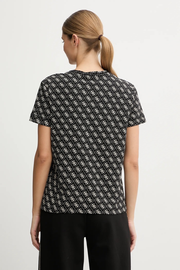 Odzież Guess T-shirt damski bawełniany RHOMBUS V5BI14.I3Z14 czarny