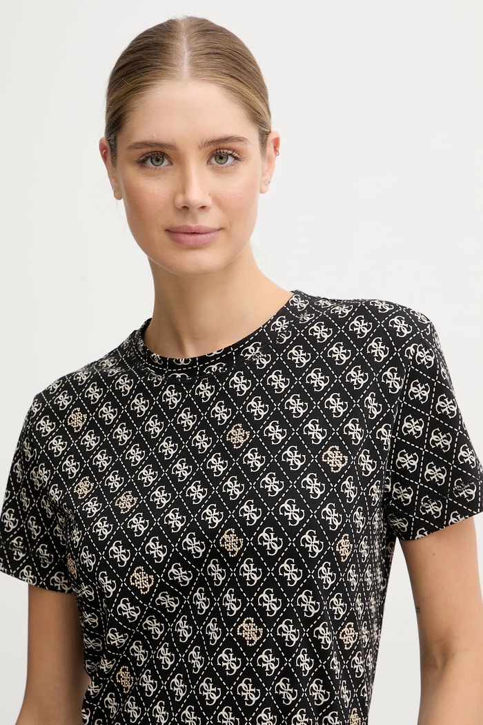 T-shirt damski bawełniany RHOMBUS Guess V5BI14.I3Z14 czarny