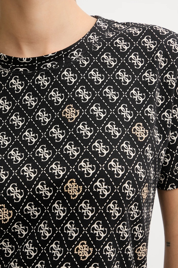 T-shirt damski bawełniany RHOMBUS Guess czarny V5BI14.I3Z14