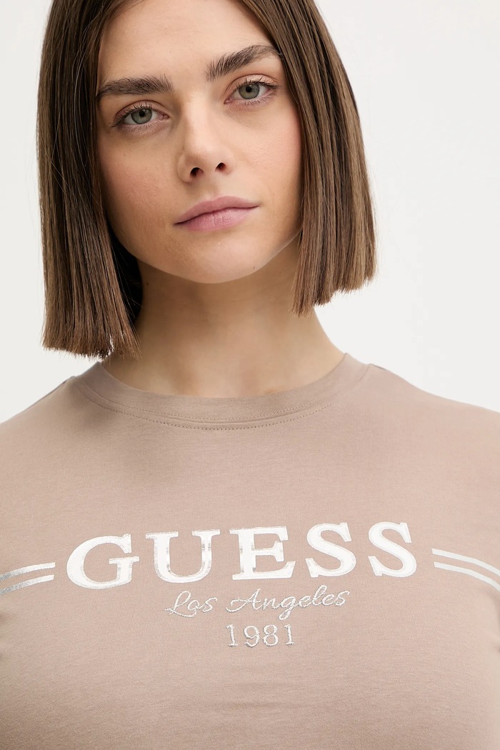 T-shirt bawełniany BIBIA Guess V5BI15.KA260 beżowy