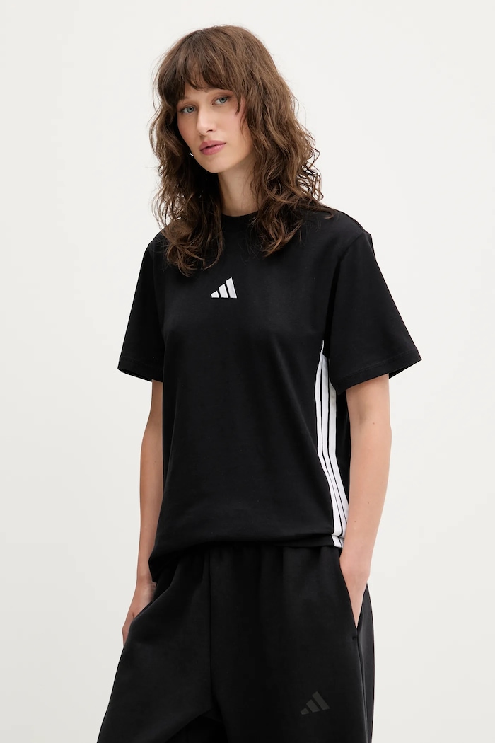 adidas t-shirt in cotone Essentials applique nero JD0846