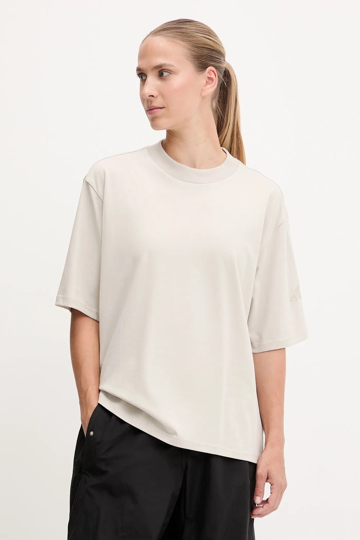 adidas t-shirt bawełniany Essentials bawełna beżowy JE0001