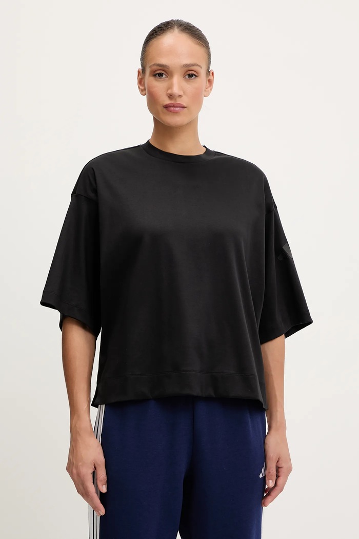 Bombažna kratka majica adidas All SZN Okrogel črna JM3800