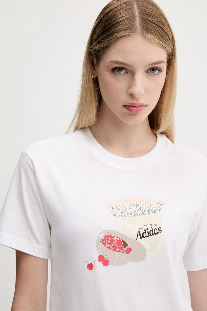 Bavlněné tričko adidas Farmers Market Graphic bílá JN2543