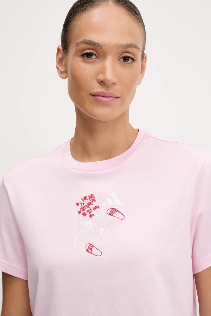 Bavlnené tričko adidas W MINI ružová JV6088
