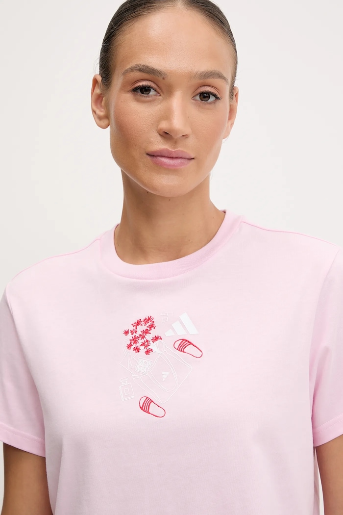 Bavlnené tričko adidas W MINI ružová JV6088