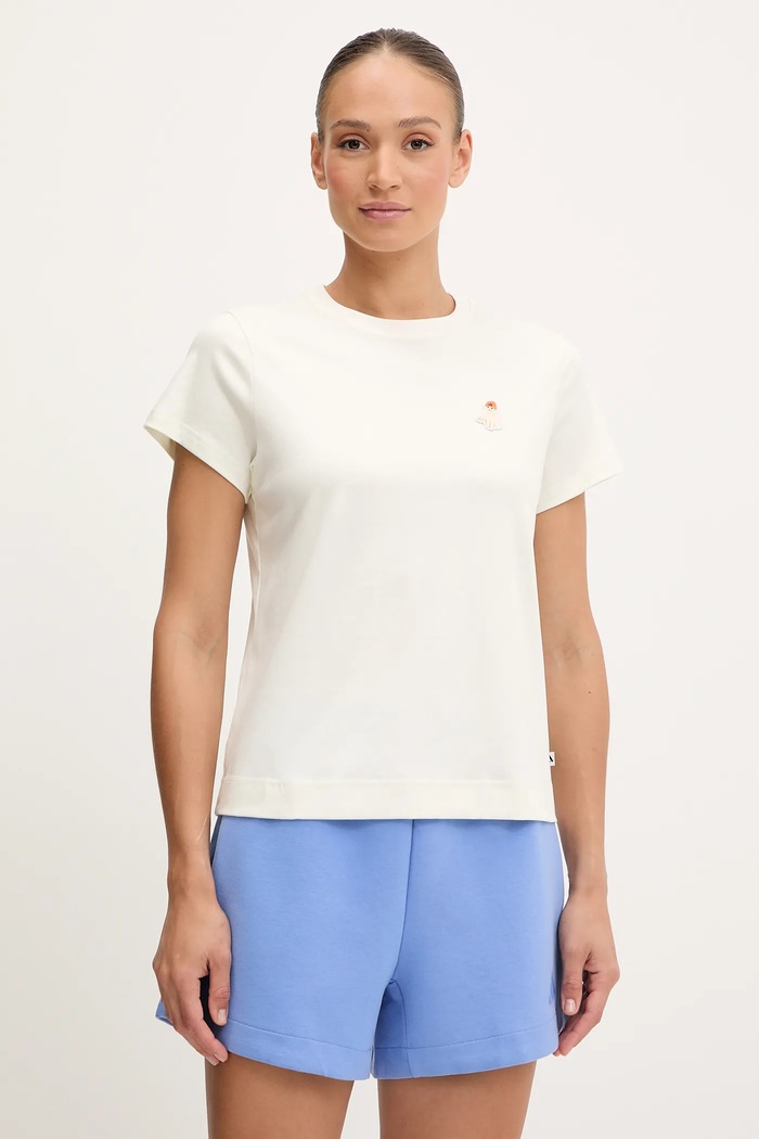 adidas T-shirt bawełniany Cat beżowy JV8515